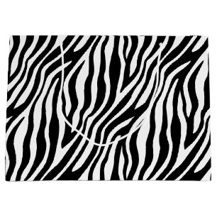Zebra Print Black en White Stripes Pattern Large Cadeautasje