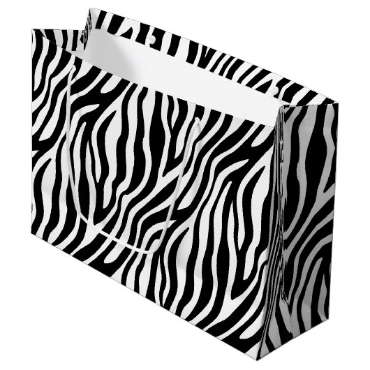 Zebra Print Black en White Stripes Pattern Large Cadeautasje (Voorkant Gekanteld)