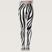 Zebra Print Black en White Stripes Pattern Leggings (Voorkant)