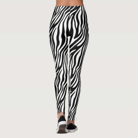 Zebra Print Black en White Stripes Pattern Leggings (Achterkant)