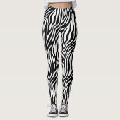 Zebra Print Black en White Stripes Pattern Leggings (Voorkant)