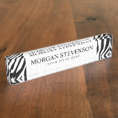 Zebra Print Black en White Stripes Pattern Naambordje (Zijkant)