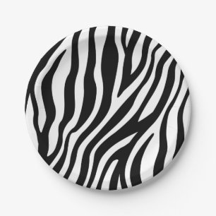 Zebra Print Black en White Stripes Pattern Papieren Bordje