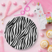 Zebra Print Black en White Stripes Pattern Papieren Bordje (Feest)