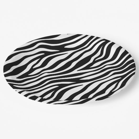 Zebra Print Black en White Stripes Pattern Papieren Bordje (Gekanteld)