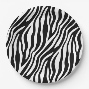 Zebra Print Black en White Stripes Pattern Papieren Bordje