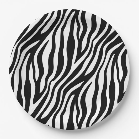 Zebra Print Black en White Stripes Pattern Papieren Bordje (Voorkant)