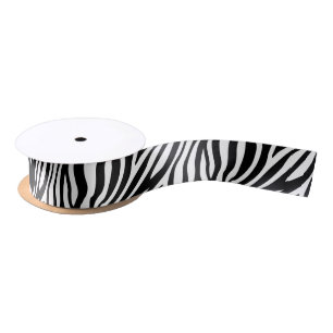 Zebra Print Black en White Stripes Pattern Satijnen Lint