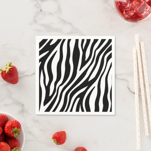 Zebra Print Black en White Stripes Pattern Servet (Insitu)