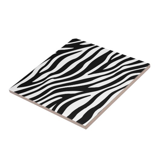 Zebra Print Black en White Stripes Pattern Tegeltje (Zijkant)