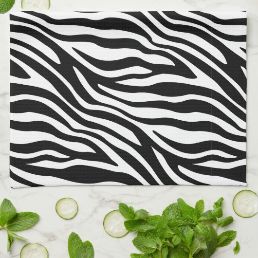 Zebra Print Black en White Stripes Pattern Theedoek (Gevouwen)