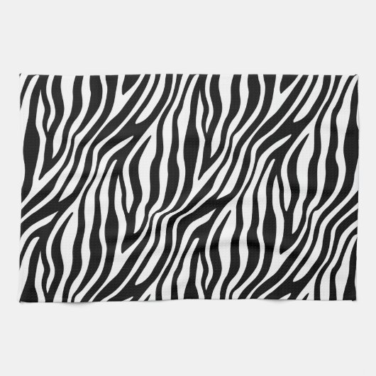 Zebra Print Black en White Stripes Pattern Theedoek (Horizontaal)