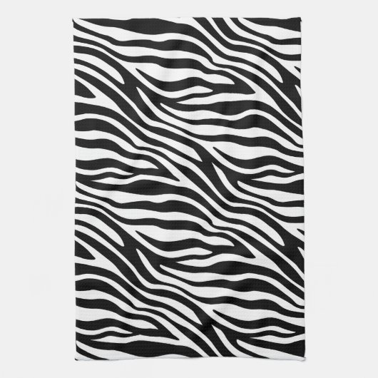 Zebra Print Black en White Stripes Pattern Theedoek (Verticaal)
