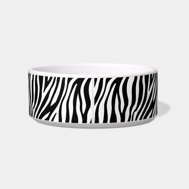 Zebra Print Black en White Stripes Pattern Voerbakje (Achterkant)