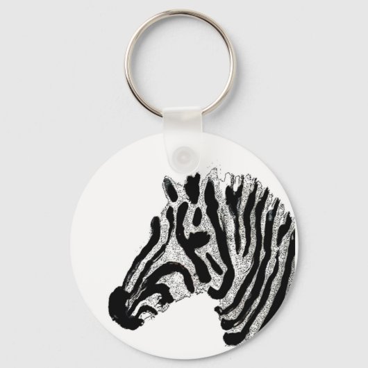 Zebra Print Black en White Stripes Sleutelhanger (Voorkant)