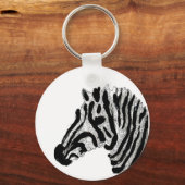 Zebra Print Black en White Stripes Sleutelhanger (Voorkant)