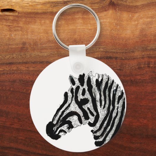 Zebra Print Black en White Stripes Sleutelhanger (Voorkant)