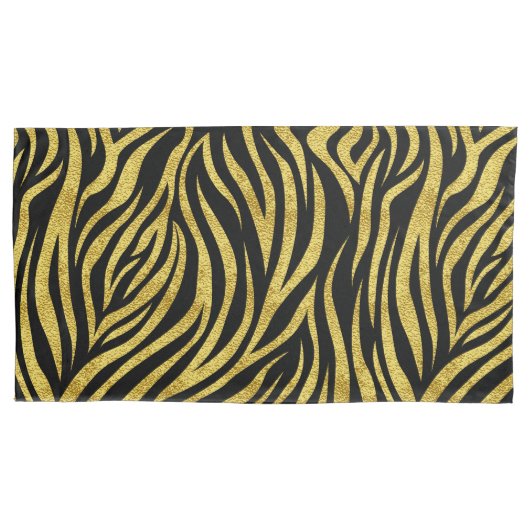 Zebra Print Black Gold Kussensloop (Voorkant)