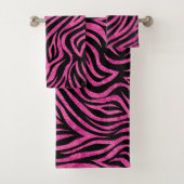 Zebra Print Black Hot Pink Bad Handdoek (Insitu)