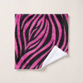 Zebra Print Black Hot Pink Bad Handdoek (Wasdoekje)