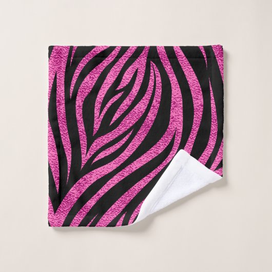 Zebra Print Black Hot Pink Bad Handdoek (Wasdoekje)