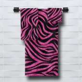 Zebra Print Black Hot Pink Bad Handdoek