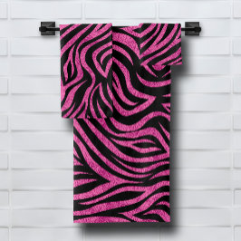 Zebra Print Black Hot Pink Bad Handdoek