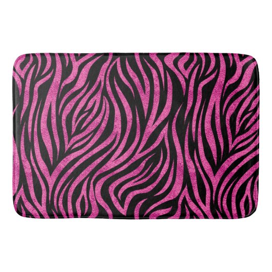 Zebra Print Black Hot Pink Badmat (Voorkant)