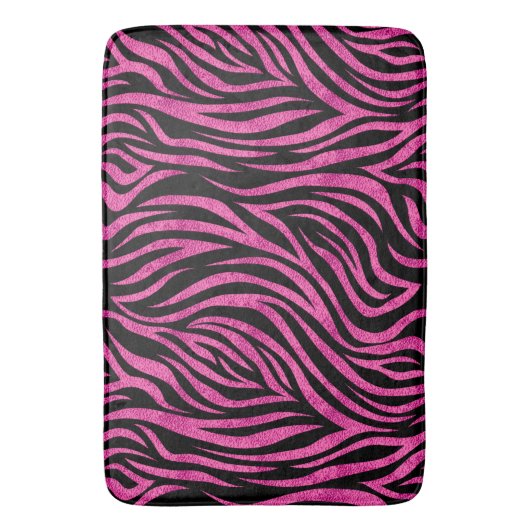 Zebra Print Black Hot Pink Badmat (Voorkant Verticaal)