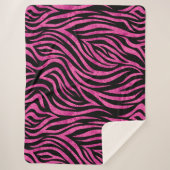 Zebra Print Black Hot Pink Sherpa Deken (Voorkant)