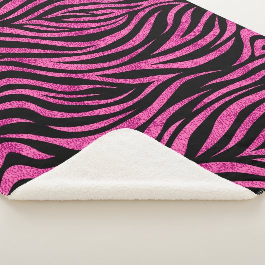 Zebra Print Black Hot Pink Sherpa Deken (3/4)