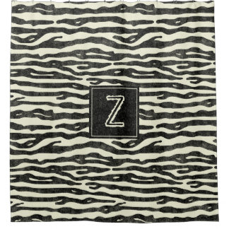 Zebra Print Black Striped Monogram Animal Patroon Douchegordijn
