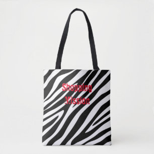 Zebra Print Black & White Canvas tas