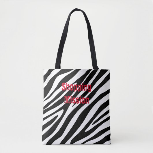 Zebra Print Black & White Canvas tas (Voorkant)