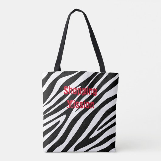 Zebra Print Black & White Canvas tas (Achterkant)