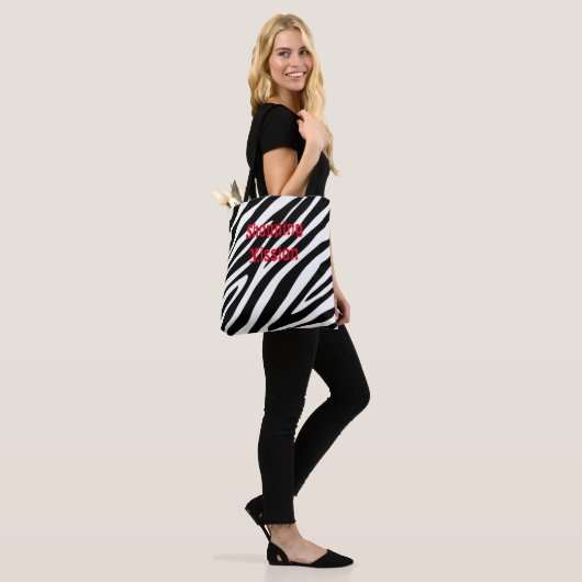 Zebra Print Black & White Canvas tas (Op model)