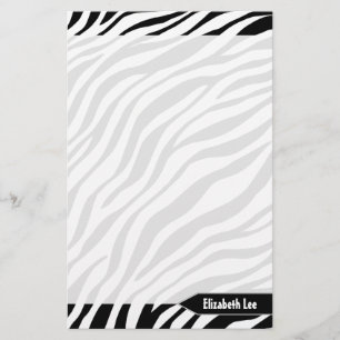 Zebra Print Black & White Personal Stationery Briefpapier