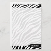 Zebra Print Black & White, speciaal gepersonalisee Briefpapier (Voorkant / Achterkant)