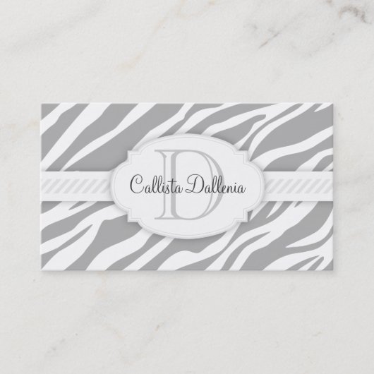 Zebra Print (Bleek grijs) Aangepast Visitekaartje (Voorkant)