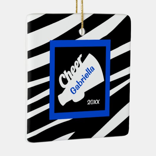 Zebra Print Blue Cheer Megaphone Ornament (Rechts)