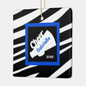 Zebra Print Blue Cheer Megaphone Ornament (Links)