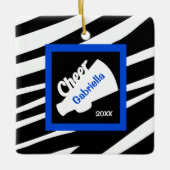 Zebra Print Blue Cheer Megaphone Ornament (Voorkant)