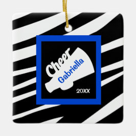 Zebra Print Blue Cheer Megaphone Ornament