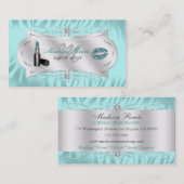 Zebra Print Blue Ice Glitter Cosmetoloog Visitekaartje (Voorkant / Achterkant)
