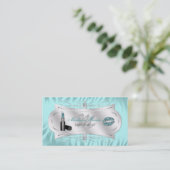 Zebra Print Blue Ice Glitter Cosmetoloog Visitekaartje (Staand voorkant)