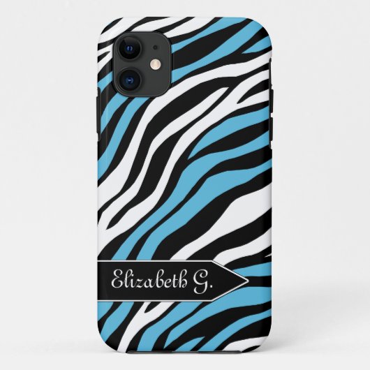 Zebra Print Blue Mix iPhone 5 Hoesje (Achterkant)