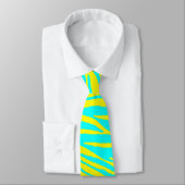 Zebra Print BLUE OP GEEL NEON RAVE STROPDAS (Gebonden)