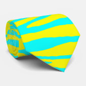 Zebra Print BLUE OP GEEL NEON RAVE STROPDAS (Opgerold)