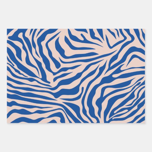 Zebra Print Blue Zebra Stripes Animal Print Inpakpapier Vel (Voorkant 3)