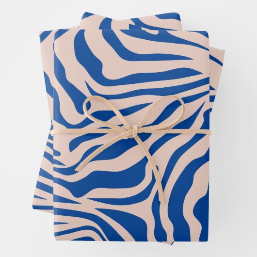 Zebra Print Blue Zebra Stripes Animal Print Inpakpapier Vel (In situ)